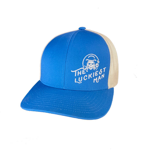 The Luckiest Man Blue Trucker Hat